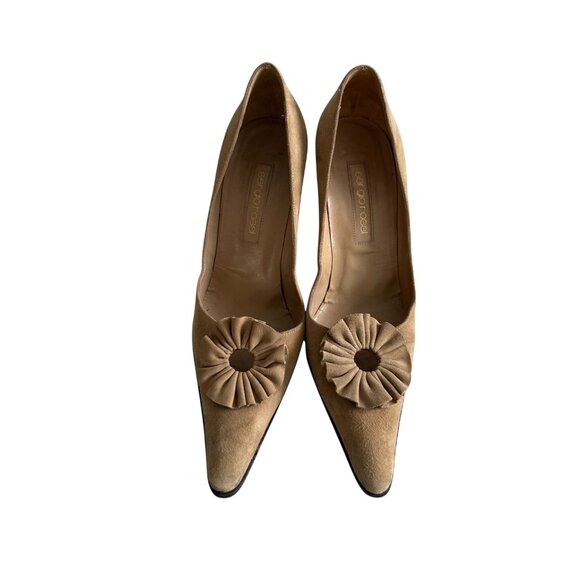 SERGIO ROSSI Tan Suede Florette Heels Size 40 / US 10 - Picture 4 of 9